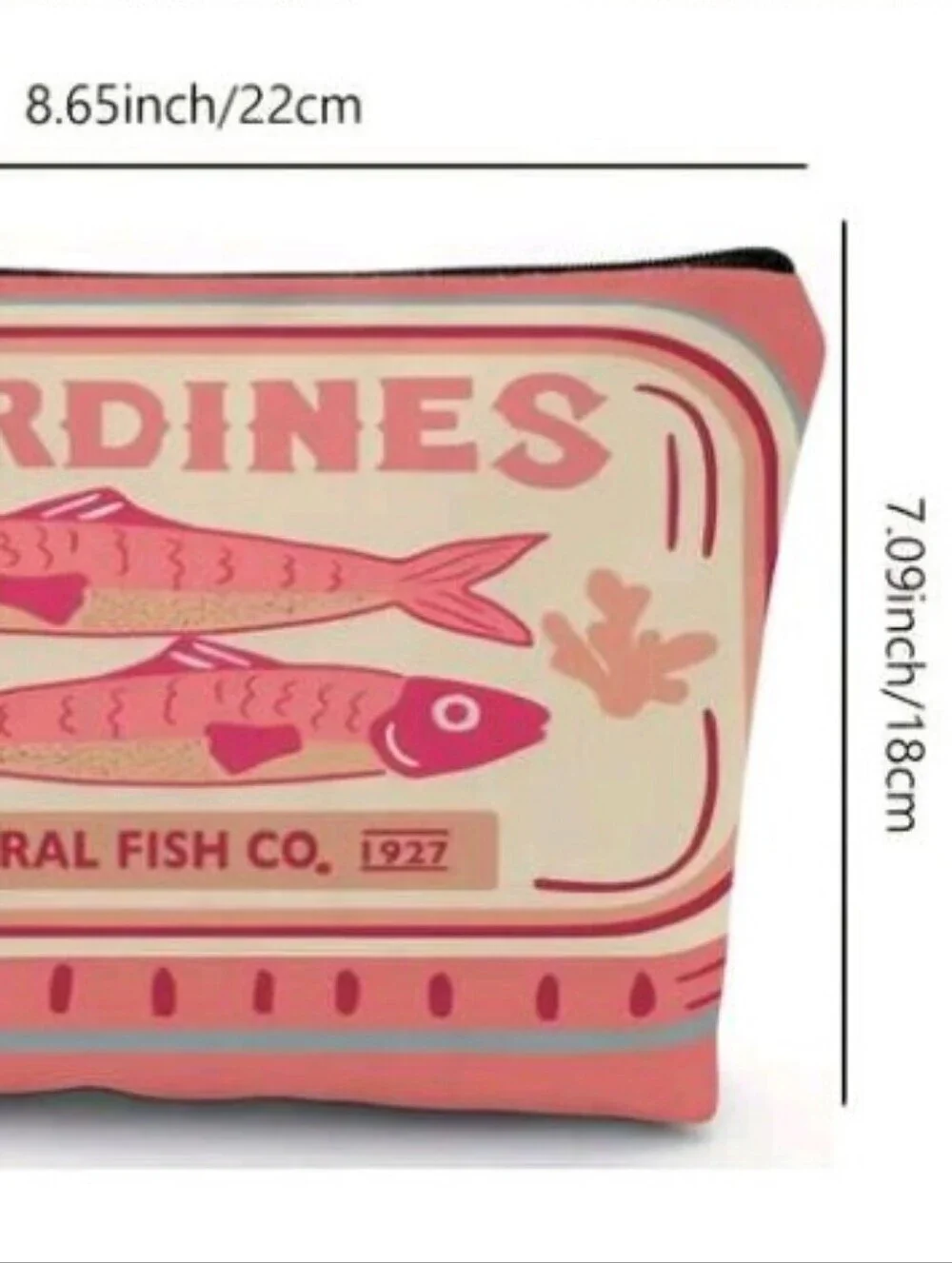 Coral Pink Sardines Cosmetic Zipper Pouch Purse